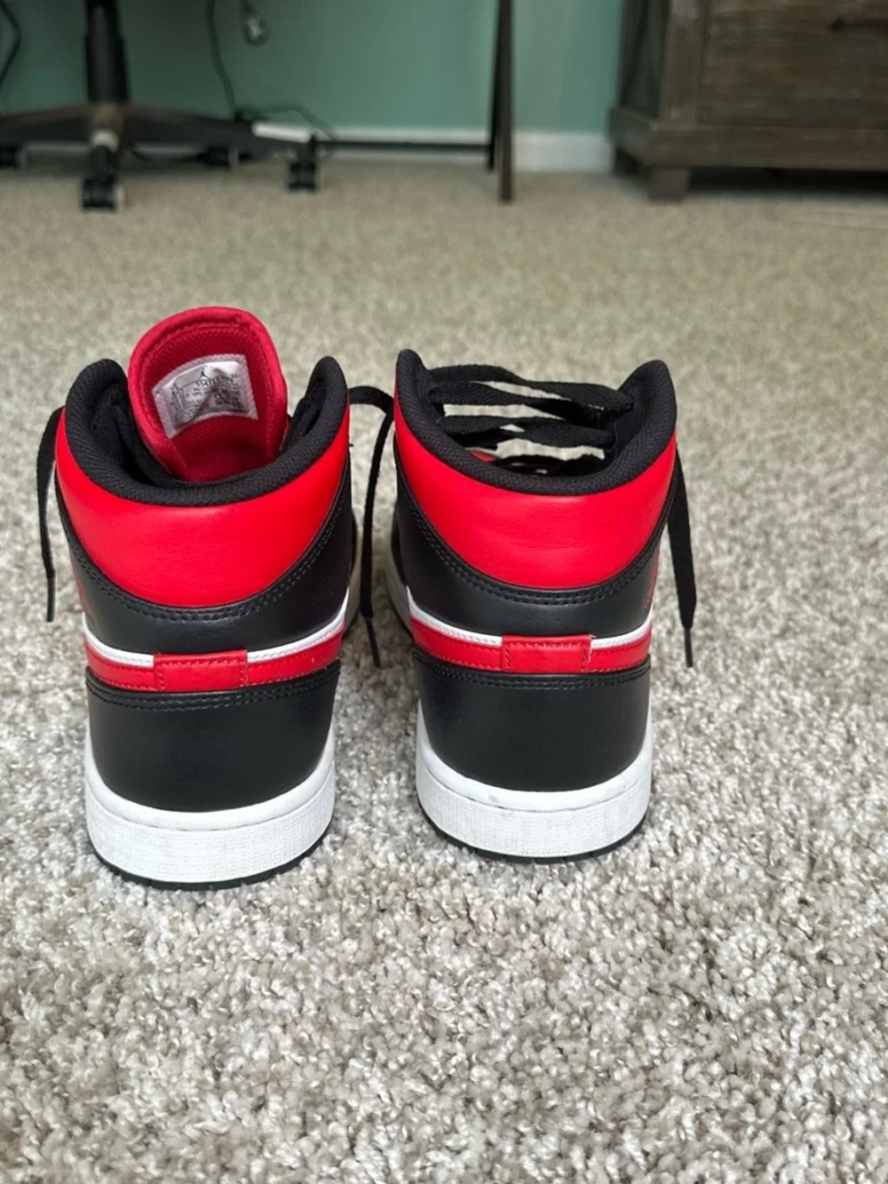 Jordan Red Black White Mid-Top Sneakers